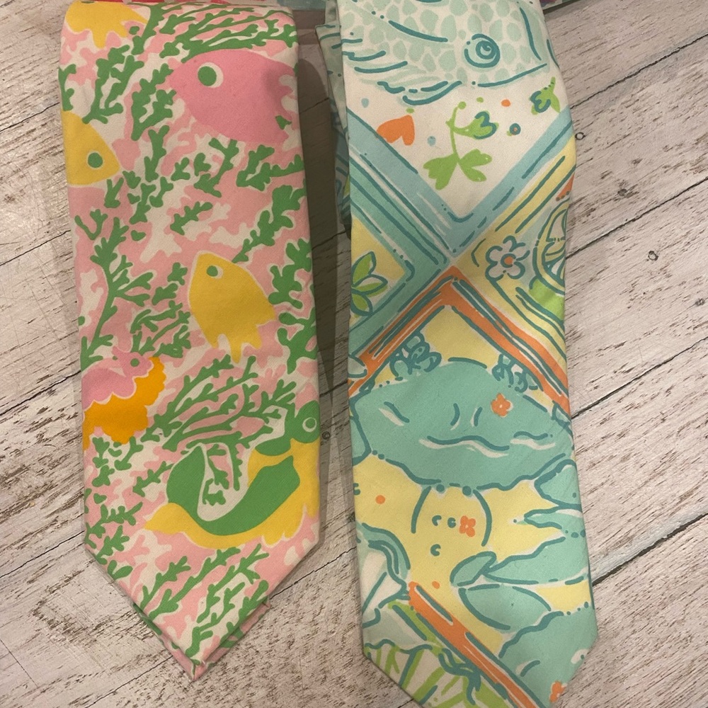 Lilly Pulitzer UNISEX SPRING floral print ties handmade via palm beach ATTIRE - Picture 2 of 16